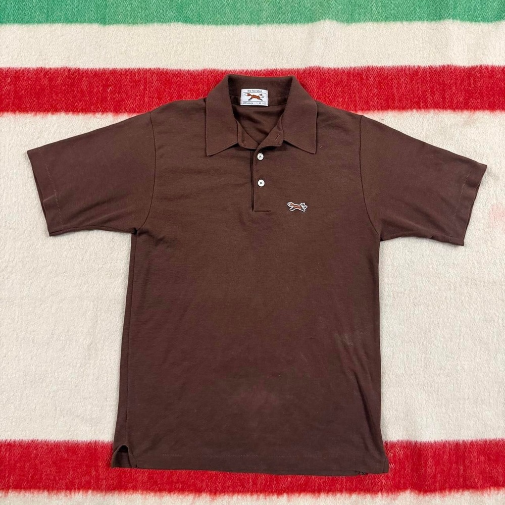 Vintage 70s 80s JCPenney The Fox Shirt Brown Polo  Mens M